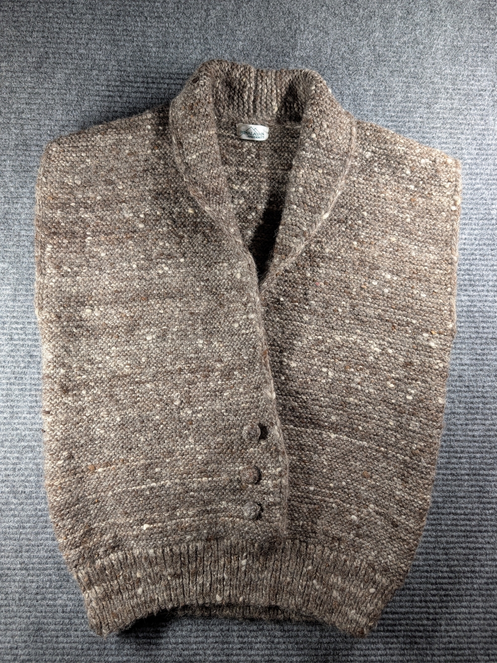 Vintage Himalayan Hand Knits Brown Speckled Wool Knit Sweater Vest Men's M-L